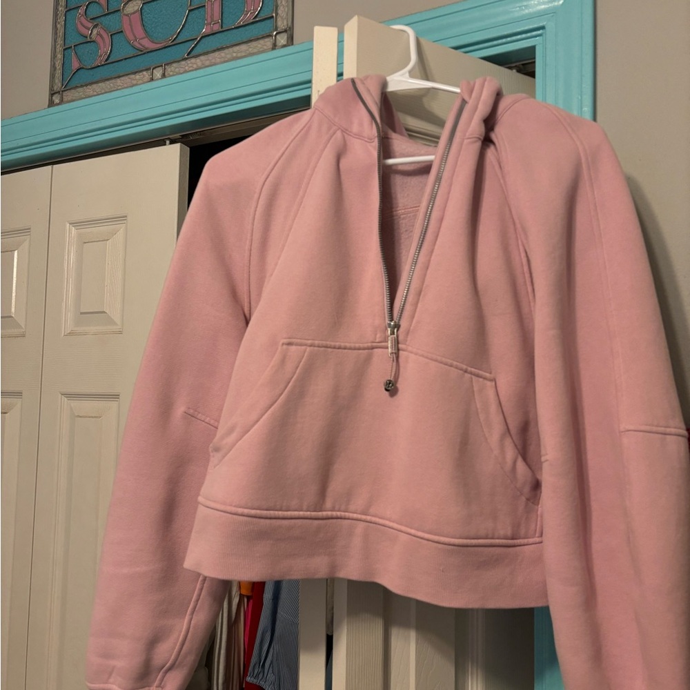 Pink peony scuba half zip xs/s